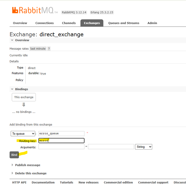 binding direct_exchange to error_queue